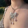 Pendant Necklaces Korean Fashion Pearl Chains Butterfly Necklace Punk Aesthetic DIY Women Egirl Jewelry Y2K Choker Vintage Accessories