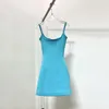 Vestidos casuales de verano de alta calidad de moda para mujer Y2k Bow Drill Rope vestido de punto decorado Sexy hueco Halter corto femenino 2023