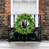 Dekorativa blommor Shamrock Wreath Green Wreaths for Ytter Door Irish St Patricks Day Bouquet Artificial Garland Home Wall Decorations