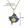 Ketten Emaille Gold Farbe Land Kosovo Karte Flagge Anhänger Halsketten für Frauen Edelstahl Schmuck Kosoves Schmuck