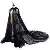 Biżuter ślubna Letnia peleryna Płaszcz Wedding Bride Shawl Kobiet Hood Tiulle Cape Maxi Soft Mesh Cloak Poleś