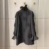 Casual Dresses Black Ruffles Stand Collar Dress Temperament Loose Women 2023 Spring Fashion Chic High Quality