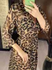 Dames badmode sexy luipaard bedrukt strandbedekking chiffon cover -ups dragen zomerkleding vrouwelijke vrouwen lange jurk v3219 230506