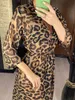 Apresenta de banho feminina Sexy Leopard Printed Coverning Up Chiffon Concobres Wear Summer Wear Feminino Mulheres Vestido Longo V3219 230506