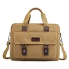 Briefcases Luxury Canvas Business Men's Briefcase Male Fashion Shoulder Bag Men Messenger Boy Casual Tote Computer 13 Inch