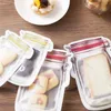 재사용 가능한 식품 저장 지퍼 가방 메이슨 항아리 모양 스낵에 밀폐 씰 음식 절약 누출 가방 부엌 주최자 가방 ST01