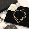 Роскошное ожерелье дизайнер для женщин жемчужного ожерелья дамы дизайнеры ювелирные изделия буквы «Подвеска C золотые цепочки свадебное браслет ушное кольцо Bijouxg2y6