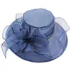 Wide Brim Hats Of Women'S Headdress Bridal Tea Party Wedding Hat Flower Mesh Sun Visor Beach Sunscreen Kayaking Clothes For Women