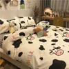 Sängkläder set White Black Cow Leopard Tryckt säng Cover Set Kids Däcke Cover Adult Boys Girls Bed Linen Bedlak och örngott Sängkläder Set 230506