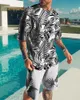 Herrspårspår Hawaiian Beach Coconut Tree Print Suit For Men Japanese Casual T-shirt Shorts 2-Piece Outfit Tracksuit Set Man Streetwear Set 230506