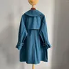 Damenjacken Winter Kleiner Spitzkragen Pfauenblau Windjacke Positive und negative lockere Version der Baumwoll-Damen-Freizeitjacke