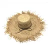 Chaps à bord large femmes Paille Hat Hollow conçue Bowknot Buckle Beach Vacation Protections ACCESSOIRES À LA MODE R7RF