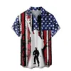 Chemises décontractées pour hommes 4 juillet Mens Star Usa Flag Graphic Print Pull Tops Summer Vintage Manches courtes Bouton Down Blusas Hombre