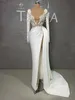 Luksusowe sukienki ślubne syrena głęboka V szyja koronkowe kryształowe aplikacje z koralikami Kobiety formalne sukienki panny młodej na zamówienie