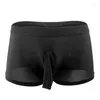 Underpants Brand Sexy Men's Boxers With Opened Penis Pouch Bag Underwear Short Panties Black White Red Khaki Pink ZJH803