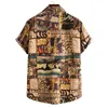 Koszulki męskie męskie retro retro 50s wydrukowana hawajska koszula z krótkim rękawem guziki tropikalne wakacyjne koszule plażowe Męskie wakacje Aloha odzież 230506