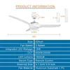 DePuley 52 "Fan moderno de teto com luzes 3 cores diminuídas Blades reversíveis remotas Motor DC silencioso para o cronômetro da sala de estar