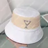 2023 Mens Fashion Bucklet Hat Patchwork Straw Beach Hat Designer Bucket Hats For Woman Summer Vacation Casual Flat Fitted Sun Hat 6 Colors