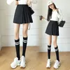 Jupes Coréen mignon taille haute a-ligne Mini jupe plissée mode bouton femme jupes courtes femme printemps été jupes décontractées 230506