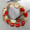 Chaîne YYING naturel vert ite rouge corail Rectangle brin Bracelet 8 5 "230506
