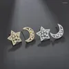 Brincos de garanhão estrela e lua Earing for Girls Party Wedding Party Bijoux Moda assimetria CZ Stone Momen Ladies Jewellery Gift