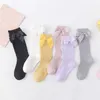 3pcs Solid Children With Bows Cotton Baby Soft Toddlers Long For Kids Princess Knee High Socks for Girls