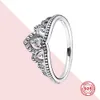 925 Sterling Zilver Pandora Ring Vrouwen Klassieke DIY Verloving Bruiloft Crystal Crystal Ring Luxe Sieraden Mode Accessoires Gratis Levering