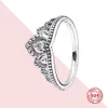 Anello Pandora in argento sterling 925 Classico fai-da-te da donna Anello di fidanzamento da sposa in cristallo Anello di cristallo Gioielli di lusso Accessori di moda Consegna gratuita