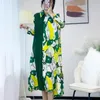 캐주얼 드레스 YUDX MIYAKE PLEATED 여성 2023 여름 더하기 패션 인쇄 가디건 드레스 기질 느슨하고 얇은 미디 스커트