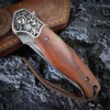 Camping Hunting Knives Damascus Steel Pocket Folding Knife Wood Handle Högkvalitativ Taktisk EDC Knivar Utomhus Camping Hunting Tool Collection Gift P230506