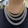 Colares pendentes Cadeia de ligação cubana quadril para homens Miami Iced Out Colar Gold Bling Bling 13mm Rapper Jewelry Women 230506