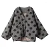 Damen Trenchcoats Frauen Polka Dot Parkas V-Ausschnitt Fledermausärmel Oversize Warm Herbst Knopf Lose Weibliche Kleidung Lässige Oberbekleidung