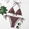 Fashion Bikini Womens Sexy Swimwear Triangle Split Swimsuit Letter