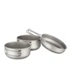 Camp Kitchen Keith 3st Camping Cookware Set Titanium Pot Pan Cooking Set med fällbara handtag Camping Cookware Pan Pot Set med Mesh Carry P230506