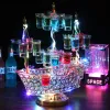 Party Bar Accessories Boat Shaped LED Cocktail Cup Holder Stand VIP Service 24 Cups Shot Glass Display Ving Glass Rack för Disco Nightclub Hotel Restaurant Decor