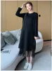 Maternity Dresses Autumn Dot Gauze Patchwork Nursing Long Dress Breast Feeding Clothes For Pregnant Women Fall Pregnancy Clothing