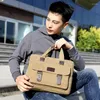 Briefcases Luxury Canvas Business Men's Briefcase Male Fashion Shoulder Bag Men Messenger Boy Casual Tote Computer 13 Inch