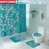 Gordijnen Kersenbloesems Print Stof Douchegordijnen Badkamer Gordijn Set Bloem Antislip Tapijten Tapijt Wc-deksel Cover Badmat Sets