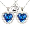 Подвесные ожерелья волшебные бабочки Сердце Сердце Двустороннее ожерелье с стразами 360 градусов для женщин в качестве подарки