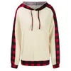 Women's Hoodies 2 Pieces Suit Set Female Plaid Long Sleeve Hooded Pullover Pants For Spring Fall Black/Red S/M/L/XL