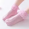 3 pièces en gros dentelle à volants nouveau-né coton filles chaussette mignon enfant en bas âge chaussettes princesse Style bébé accessoires