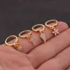 Populaire Huggie Hoop Drop -oorbellen met micro ingelegde kubieke zirkoon zonnebloem oorrang gepersonaliseerd eenvoudige oorpiercingringringstuds Charm 14k gouden piercing sieraden