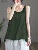 Camisoles Tanks Vintage femmes solide coton débardeurs ZANZEA été casual sans manches gilet Blouse élégant basique chemise plage tunique haut Camisole 230506