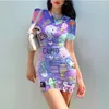 Casual Dresses Fashion Summer Solid Color Women's Pencil Kjol Splice Design O-Neck kort ärm Ice Mid midja Slim Fit Hip Long D