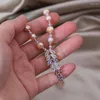 Pendant Necklaces Fashion Jewelry Pink Freshwater Pearl Zircon Ear Wheat Necklace Elegant Women Sexy Collar Party Accessories