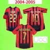 2004 2005 レトロ サッカー ジャージ 04 05 ホーム 赤黒ミラノ クラシック ヴィンテージ サッカー シャツ NESTA AC INZAGHI SHEVCHENKO PIRLO KAKA MALDINI パッチ付き半袖長袖