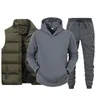 Men's Tracksuits Custom Men Tracksuit Brand Vest Hooded Sweatshirt Pants 3 Piece Set Spring Autumn Fashion Streetwear Male Sportswear 230506