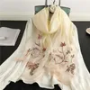 Scarves Silk Wool Scarf Embroidered Magnolia Women Flower Shawls Wrap Lady Travel Pashmina High Quality Winter WholesaleScarves