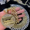 Colares pendentes Última ceia Big Jesus Iced Out Bling Zircon Gold Color Charm Colar Fashion for Men Pais Day Gift Hip Hop Jóias 230506