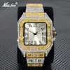 Нарученные часы Drop Luxury Square Watch for Men Fashion Shiny Hip Hop Diamond Brстопишные часы Стильные водонепроницаемы